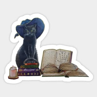 Watercolor Halloween Witchy Black Cat Sticker